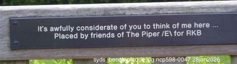 Syd's Bench dedication